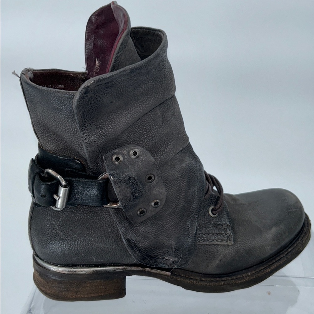 A.S.98 Leather Ankle Boots Gray Buckle Zip Made in Bosnia Size 36 - Picture 5 of 16